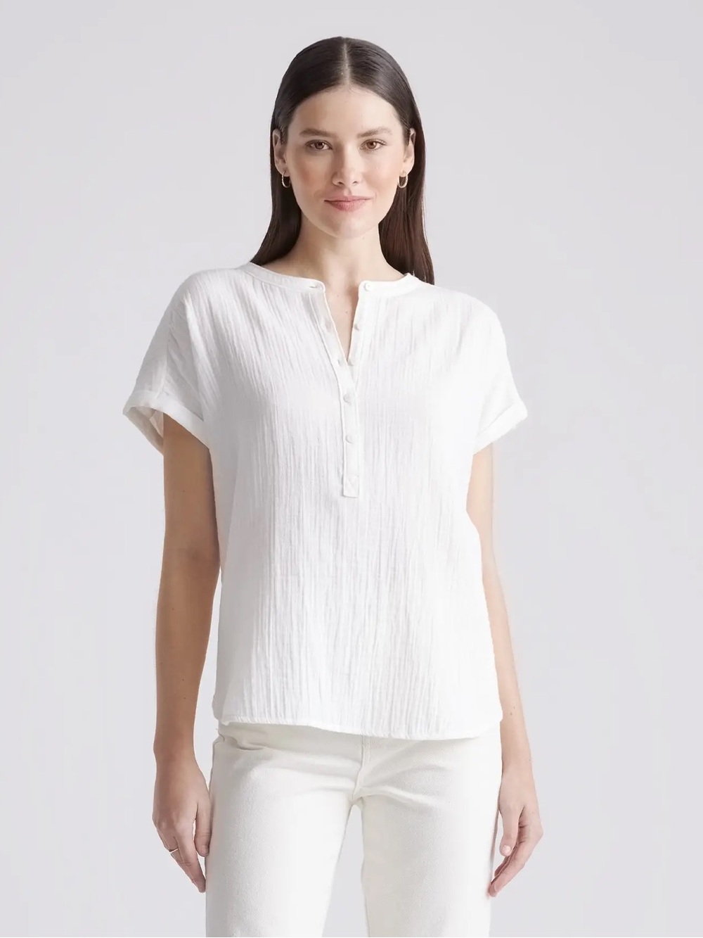 Quince White Short-Sleeve Top